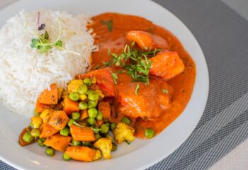 Chicken Tikka Masala with Basmati Rice and Indian Vegetables