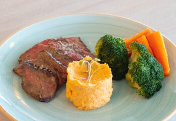 Fillet Steak with Sweet Potato Mash and Vegetables