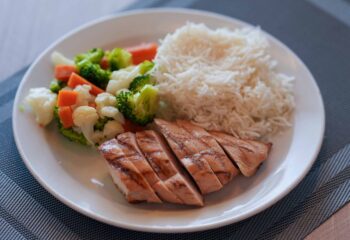 Grilled Chicken Breast with Basmati Rice and Vegetables